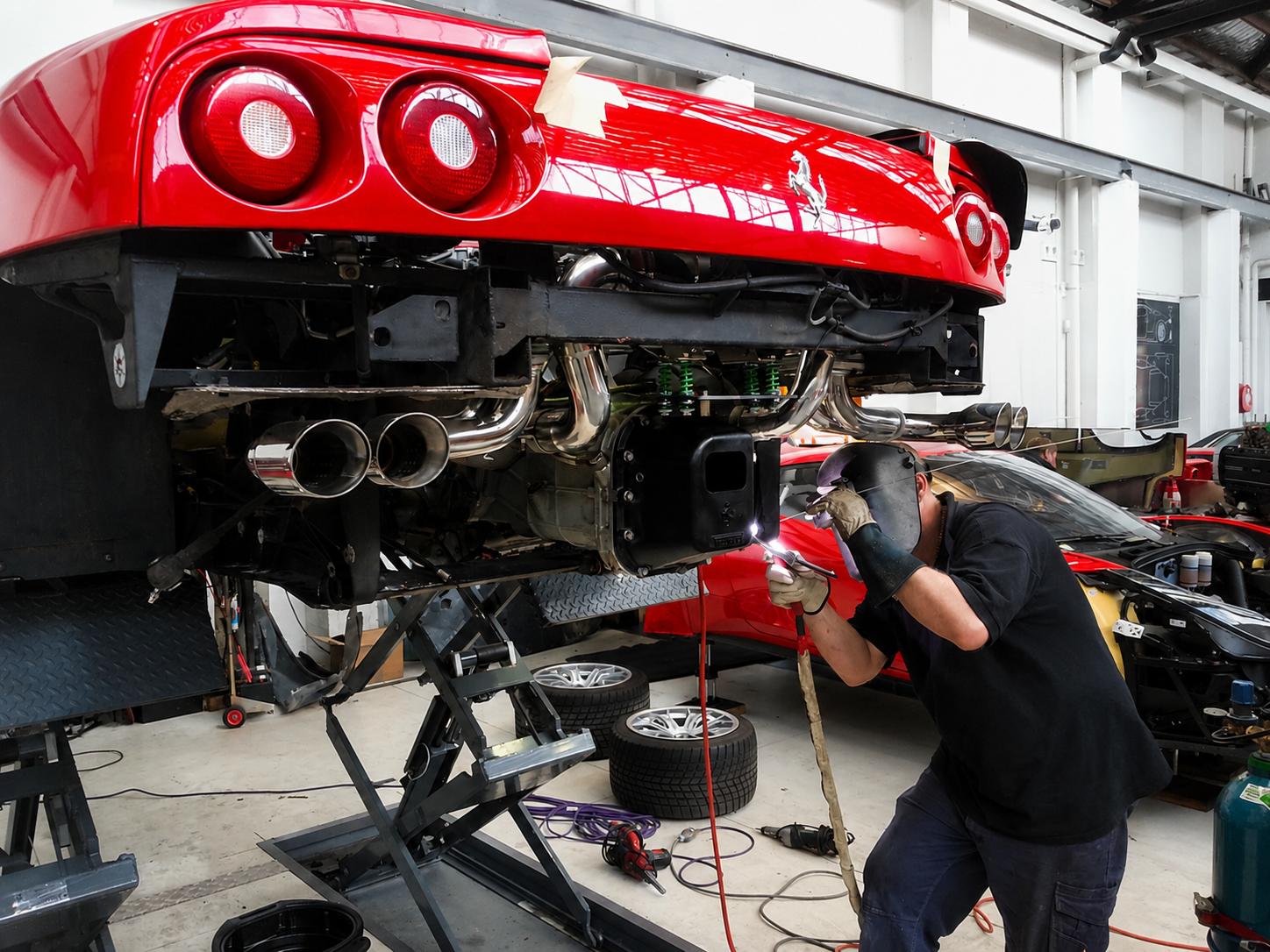 Cast aluminium and alloy subframe repair on a Ferrari by GMR Welding